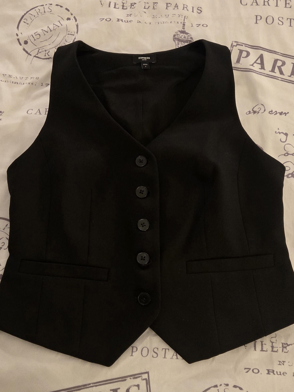 Express Black Tailored Button Vest